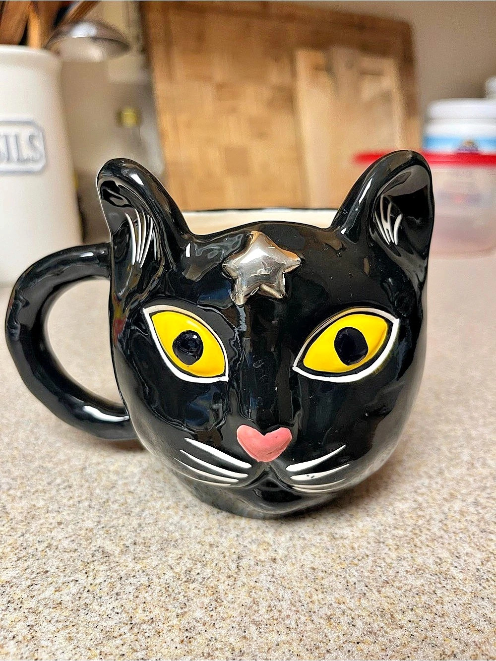 Francesca's Cat Mug Black & Yellow
